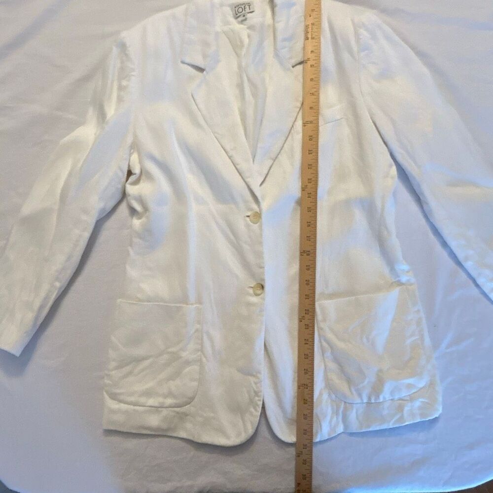 Ann Taylor LOFT Linen Blazer | Women’s 14 | White | One Button | Classic Tailore - Picture 4 of 7